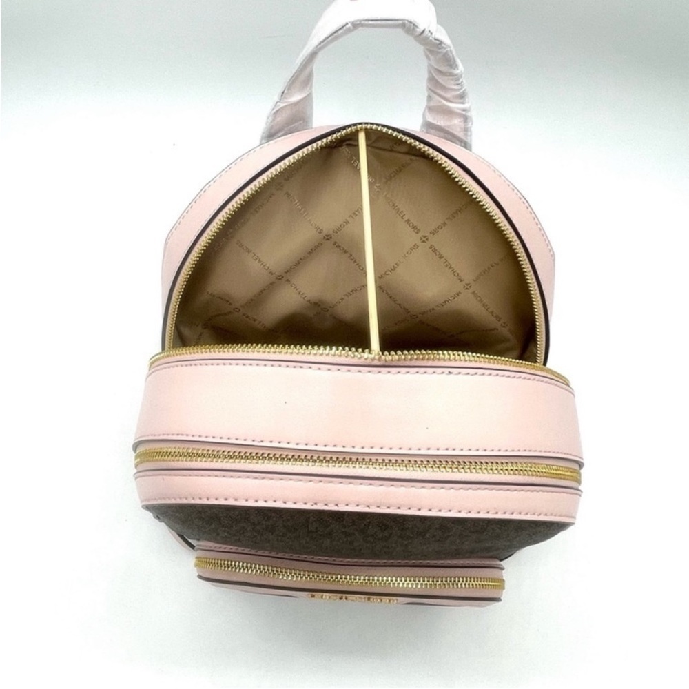 Michael Kors Medium Jaycee Zip Packet Backpack Brown/Light Pink - Picture 9 of 10
